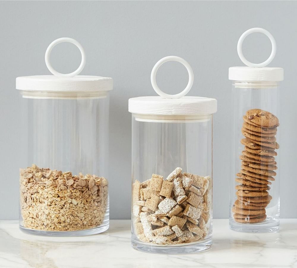 White Wood & Iron Handled Canisters | Pottery Barn (US)