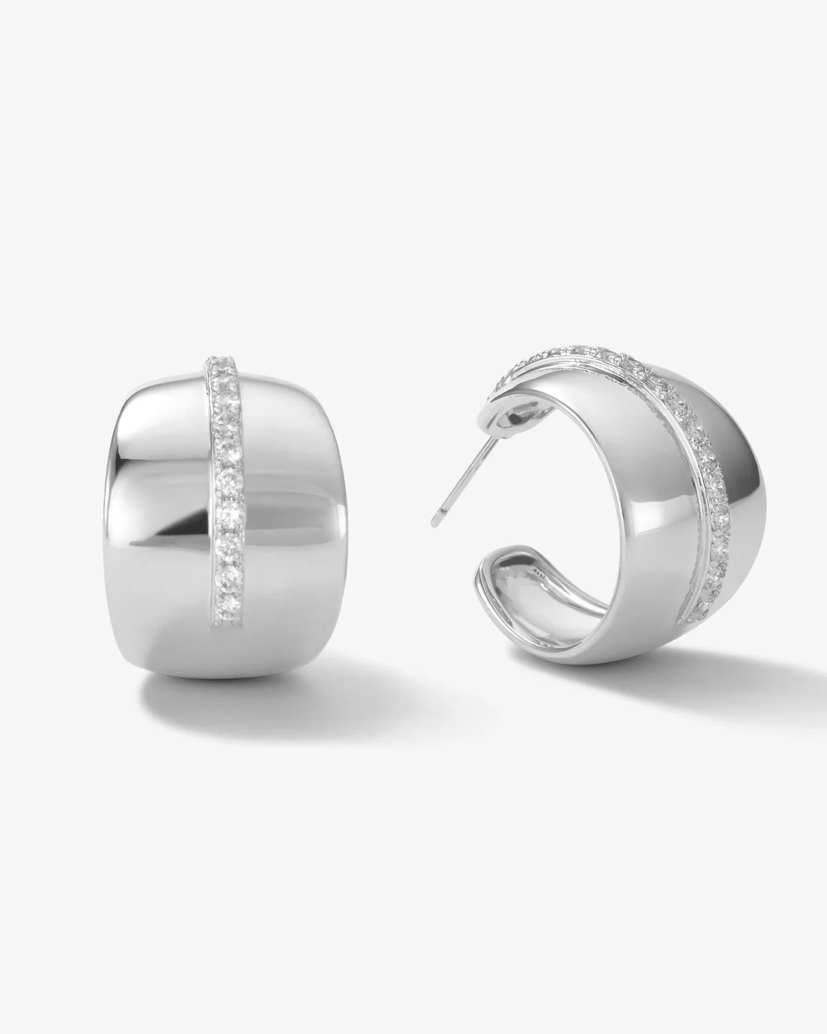 "She's So Smooth" Pave Hoops - Silver | Melinda Maria