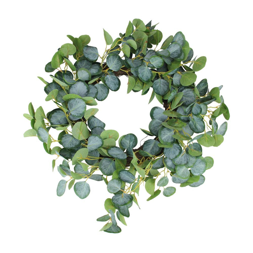 Northlight 20 in. Green Eucalyptus Leaves Spring Garden Wreath | The Home Depot