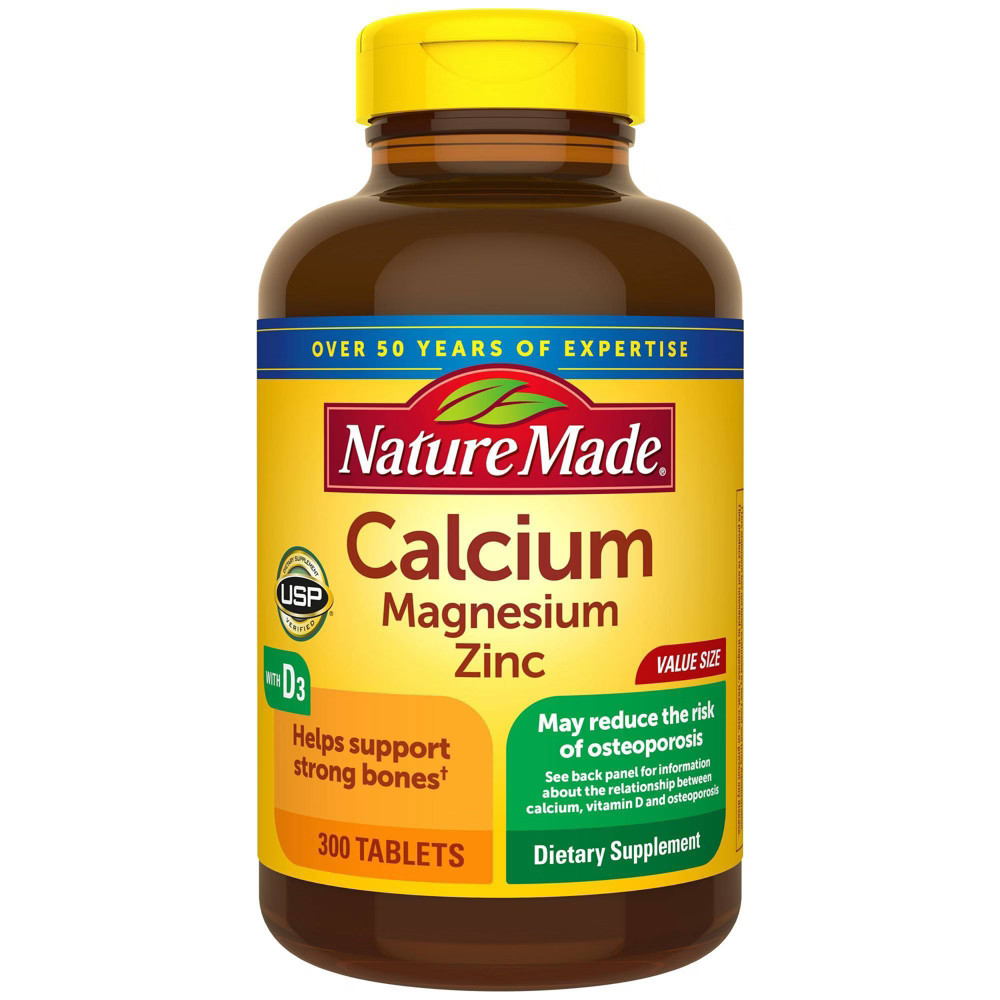 Nature Made Magnesium and Zinc with Vitamin D3, Calcium Supplement for Bone Support Tablets - 300ct | Target