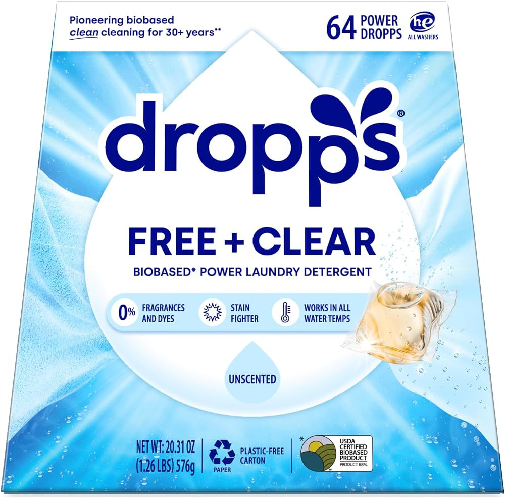 Dropps Free & Clear Laundry Detergent Pods (64 Count) - Unscented liquid Pods | Fights Odors & St... | Amazon (US)