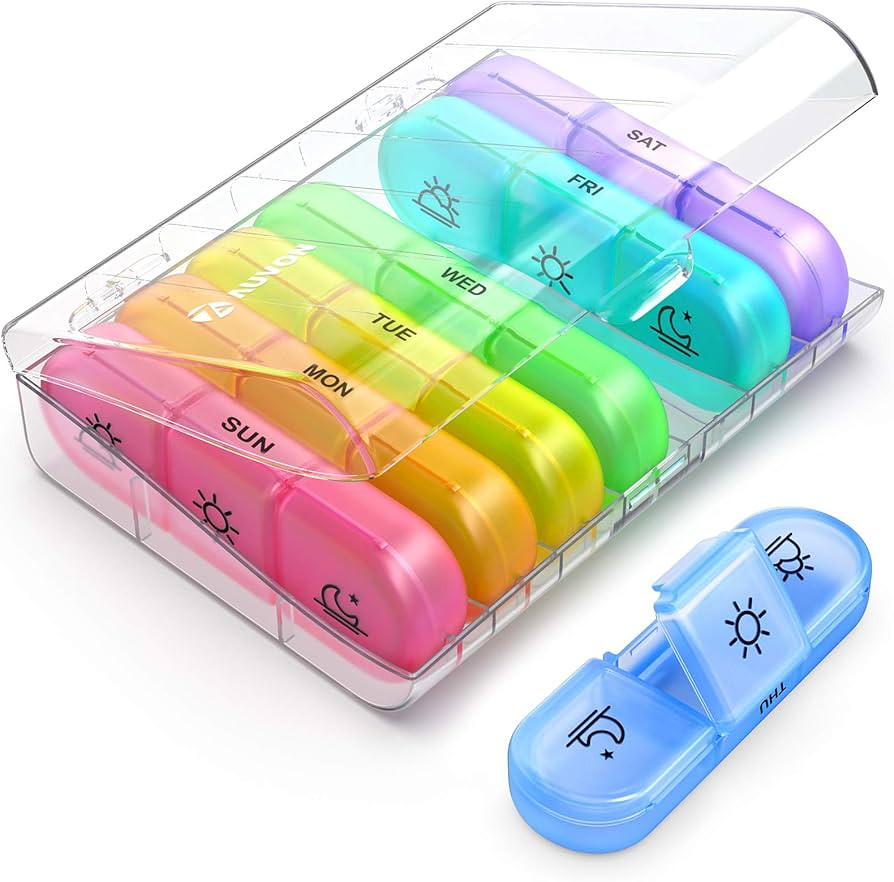 AUVON Weekly Pill Organizer 3 Times a Day, Large 7 Day Pill Box 3 Times a Day with Separate Conta... | Amazon (US)