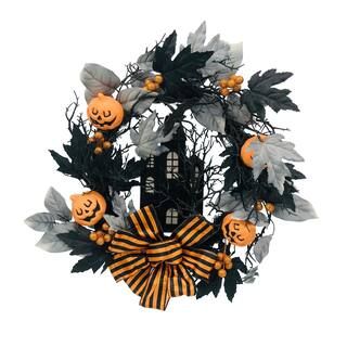 24" Haunted House & Pumpkin Wreath by Ashland® | Michaels | Michaels Stores