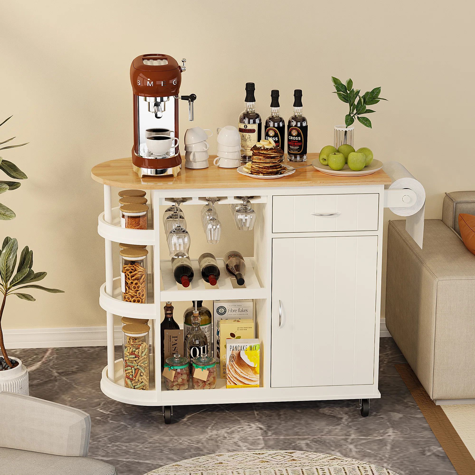 Kitchen Island, Kitchen Cart With Drawer and Wine Rack | Wayfair North America