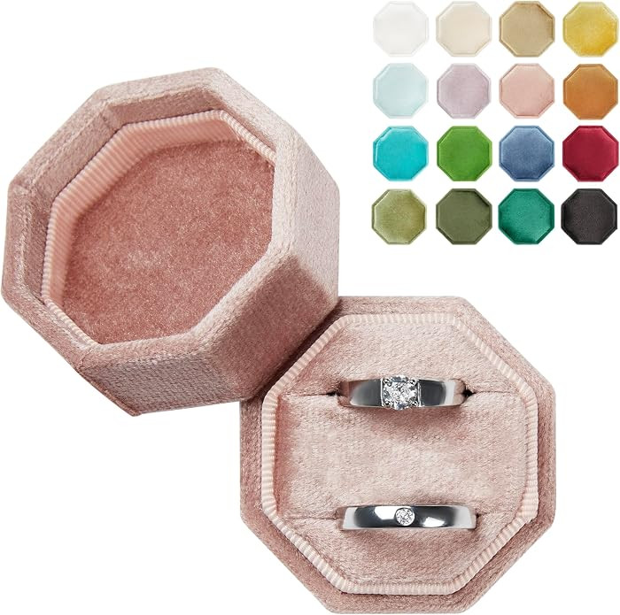 Vacfulliven Velvet Wedding Ring Box 2 Slots Valentine's Day Ring Box Vintage Style Ring Storage B... | Amazon (CA)
