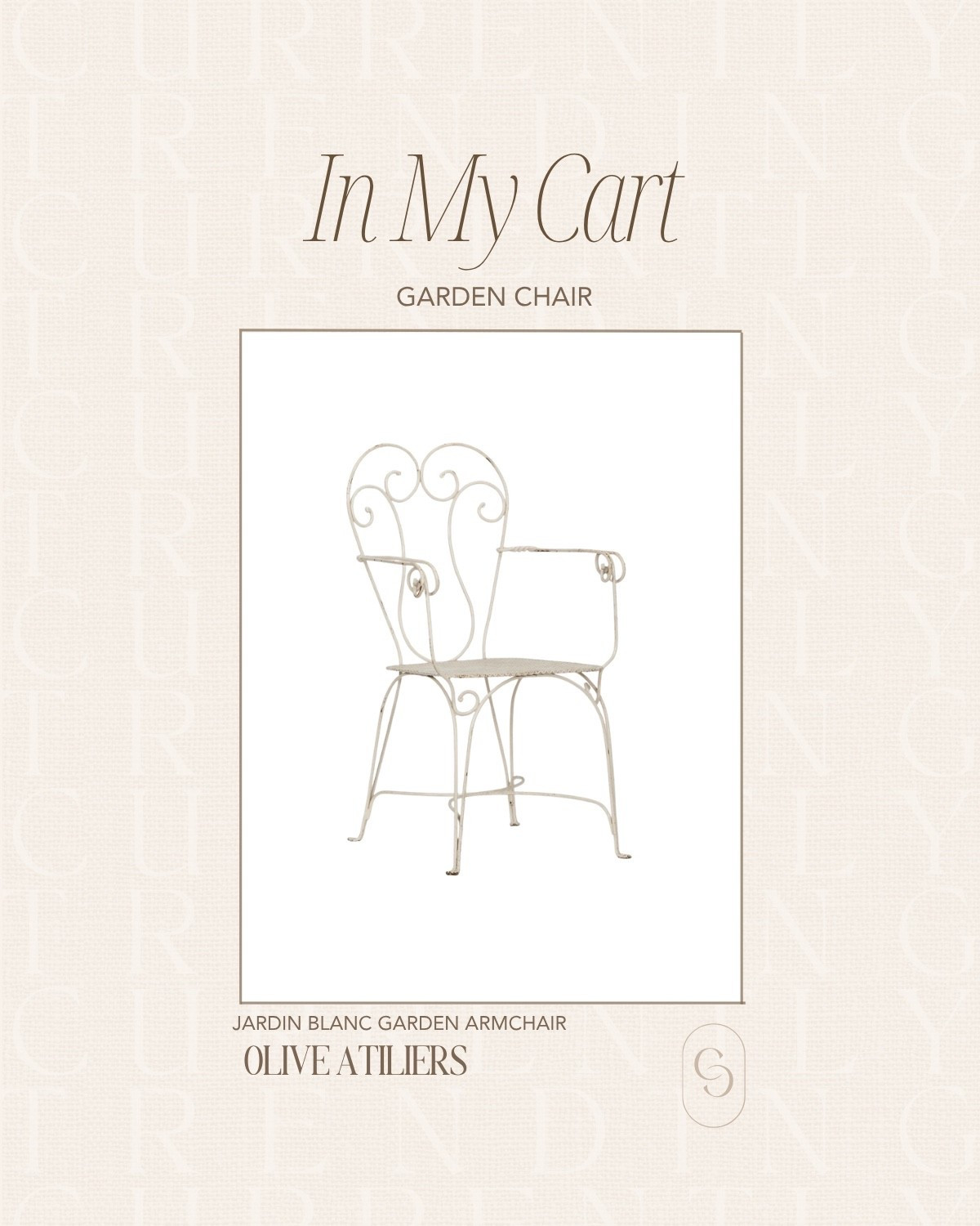 That scalloped silhouette had me at first glance.

I’ve been on the hunt for outdoor pieces that feel collected rather than expected, and this Juliet Chair from Olive Ateliers keeps finding its way back into my cart. The delicate ironwork, vintage-inspired shape, and soft cushion feel like something you’d discover at a European garden estate rather than online.

One of those pieces that makes me want to redesign an entire patio around it.

#oliveateliers #gardeninspiration #outdoorliving #vintagehome #casachicollo

garden chair, patio furniture, outdoor styling, european garden, vintage inspired decor, iron chair, scalloped furniture, neutral home, timeless design, outdoor entertaining, french country style, cottage garden, patio inspiration, collected home, outdoor decor
