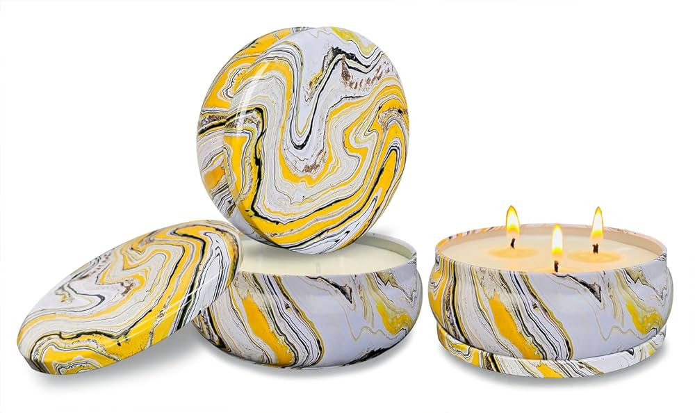 3 Pack 14 Oz Large 3 Wick Outdoor Citronella Candles, Strong Lemongrass Scented Candles, for Pati... | Amazon (US)