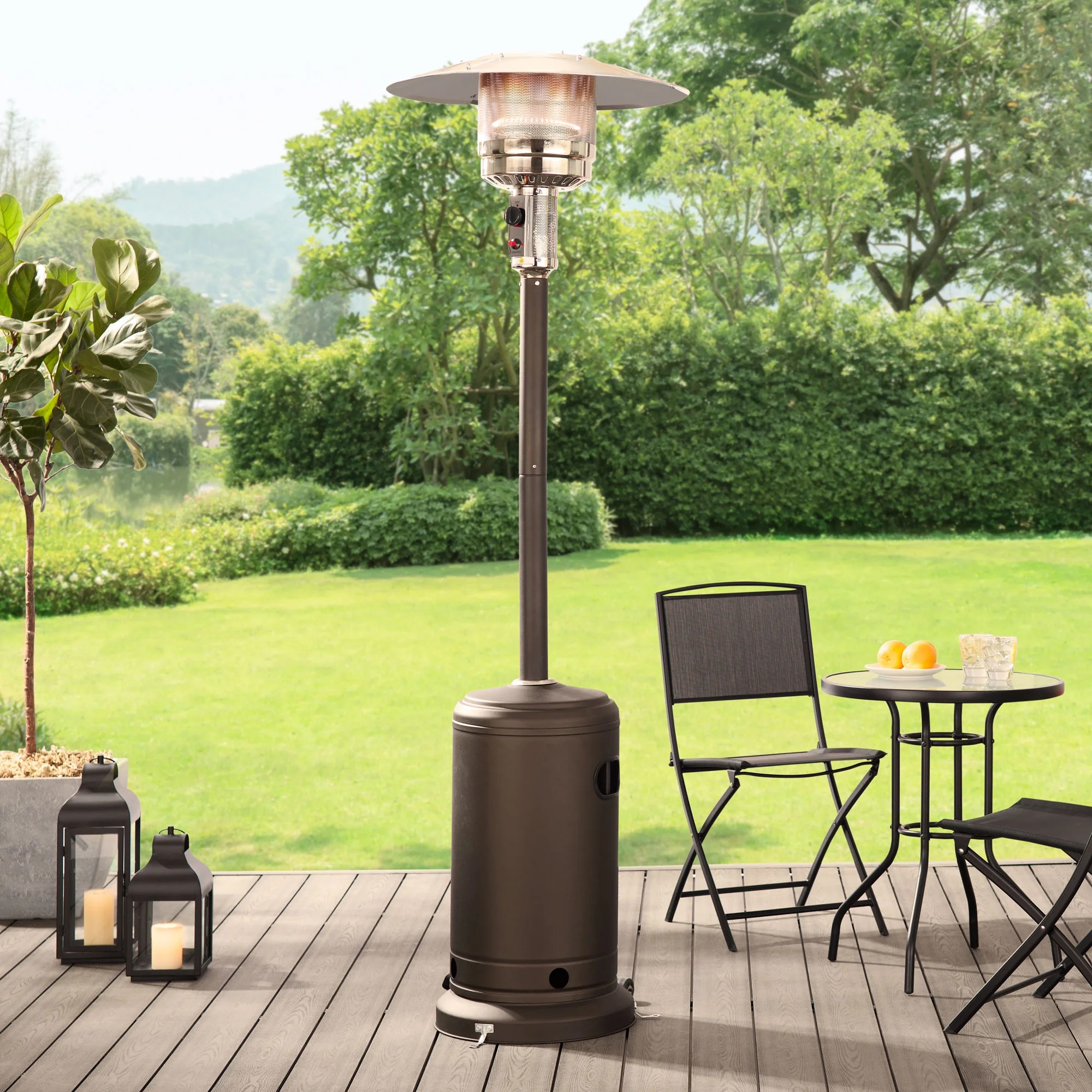 Mainstays 48,000 BTU Propane Gas Outdoor Freestanding Patio Heater , Mocha Powder Coat Finish - W... | Walmart (US)