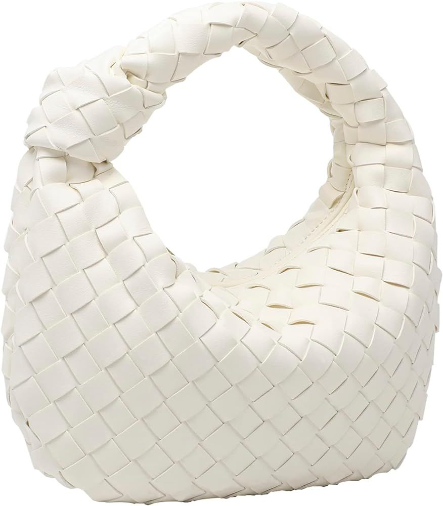 Women Soft PU Leather Woven Handbag Handmade Hobo Shoulder Bag Woven Clutch Bag Knotted Dumpling ... | Amazon (US)