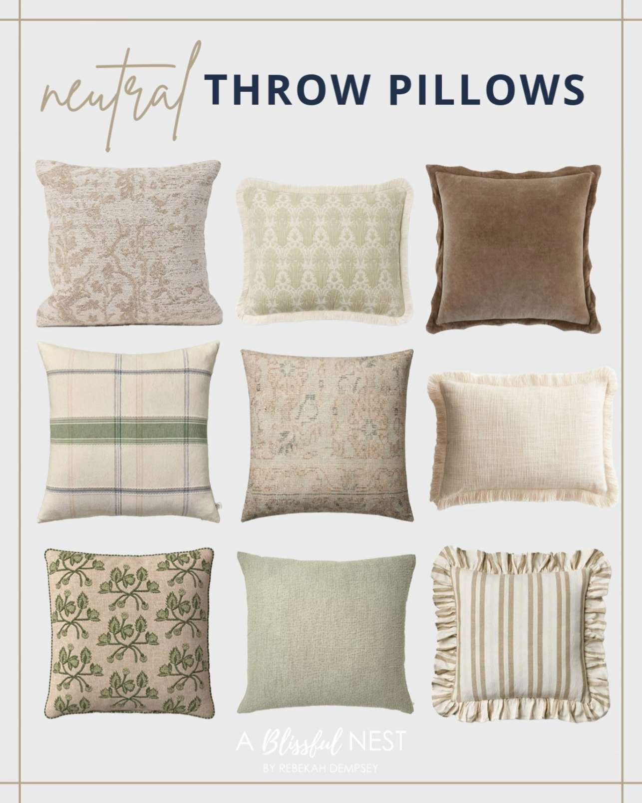 Simple textures like these make a room feel finished without trying too hard. Shop the look now.
vintage design throw pillow, scalloped edges throw pillow, green plaid throw pillow, slub weave throw pillow, distressed damask pillow, square woven stripe throw pillow, embroidered green vine pillow, green textured pillow, cream fringe edge throw pillow 

 #LTKHome #LTKFindsUnder50 #LTKFindsUnder100