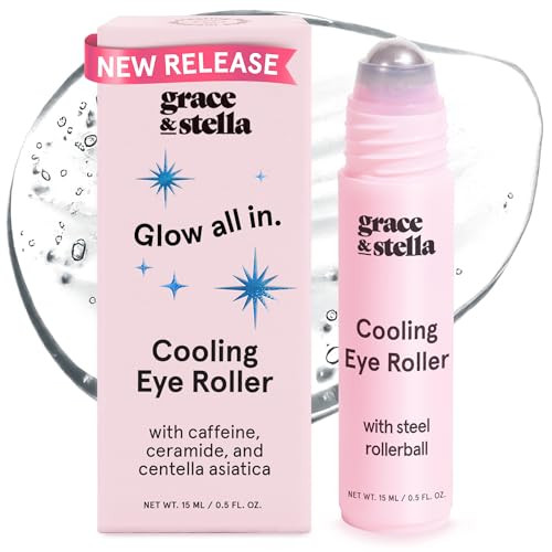 grace & stella Under Eye Brightener with Cooling Metal Rollerball - Centella Asiatica & Caffeine Eye Serum for Puffy Eyes - Travel Essentials - Under Eye Cream - Travel Essentials (15ml / 0.51floz) | Amazon (US)