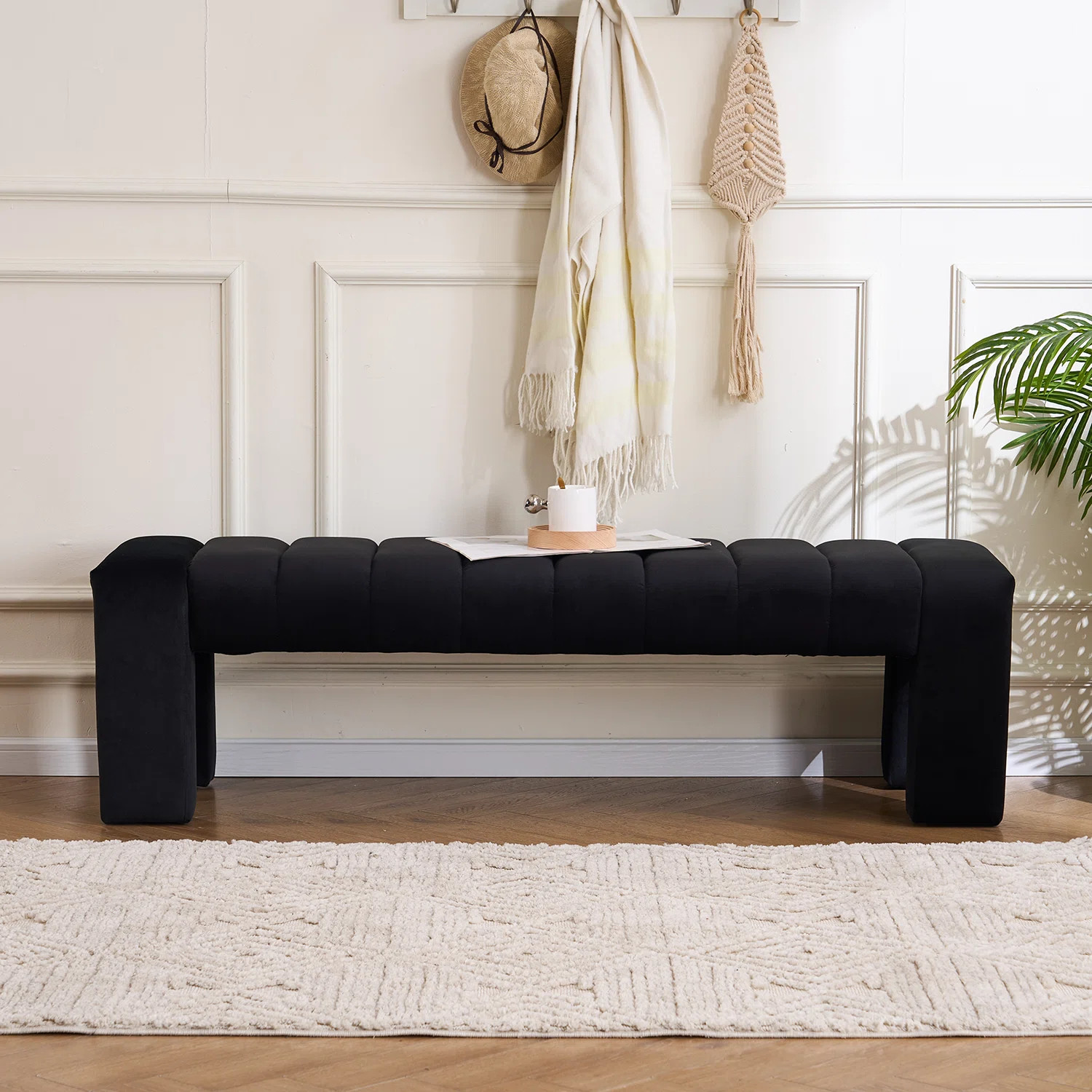 Latitude Run® Laytona 59"W Upholstered Bench with Channel Tufted & Reviews | Wayfair | Wayfair North America