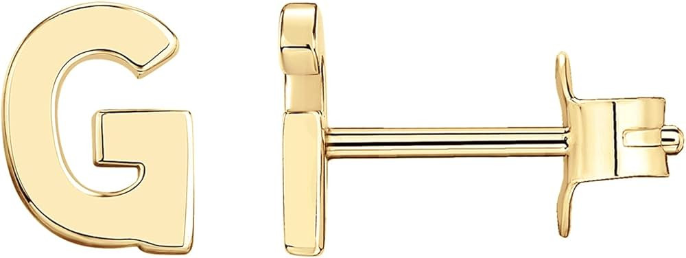 PAVOI 14K Gold Plated Sterling Silver Alphabet Letter Earrings | Personalized Initial Earrings fo... | Amazon (US)