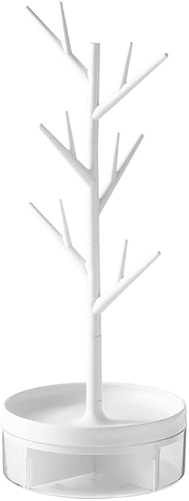 Half Room Branch Jewelry Rack With Rotatable Base and Storage Box Tree Tower Rack Hanging Organiz... | Amazon (US)