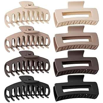 TOCESS Large Hair Claw Clips for Women Girls, 8PK Neutral Matte Jumbo Square Hair Clips for Thick... | Amazon (US)