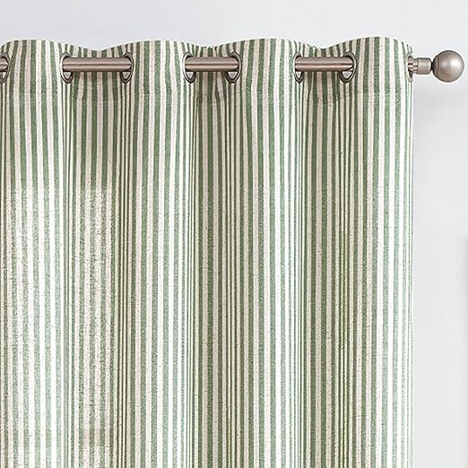 COLLACT Linen Curtains 84 Inch Length 2 Panels for Living Room Pinstripe Pattern Farmhouse Curtai... | Amazon (US)