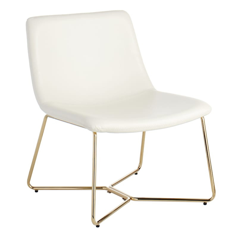 Crosby St. Drake Faux Leather Lounge Chair, Cream | At Home