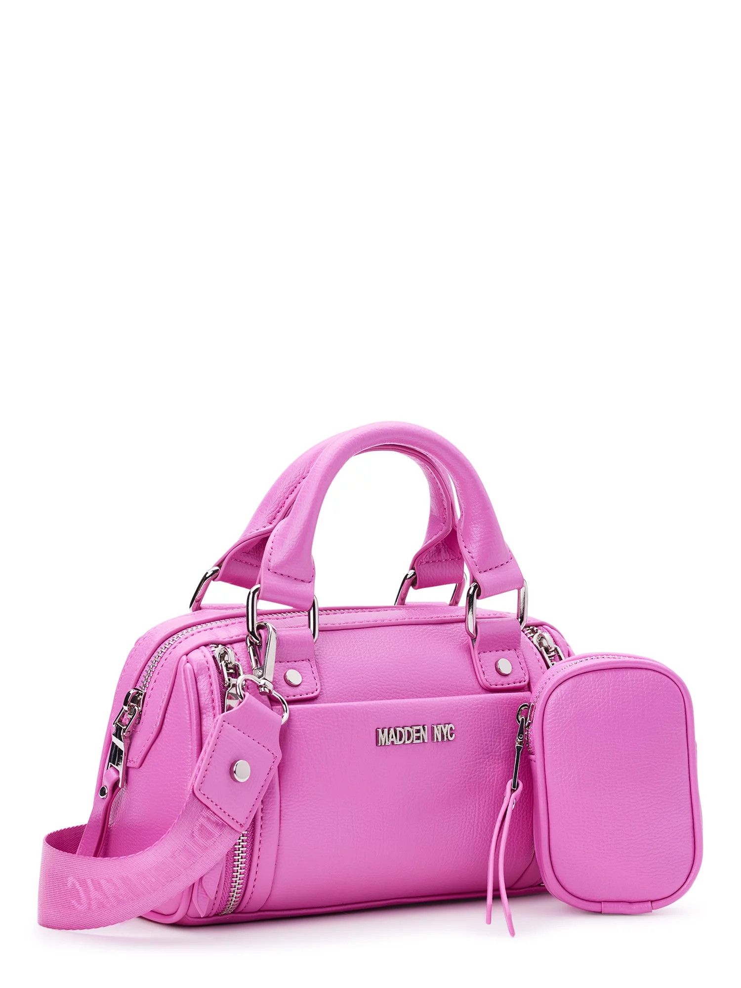Madden NYC Women's Multi Zipper Barrel Handbag, Pink | Walmart (US)