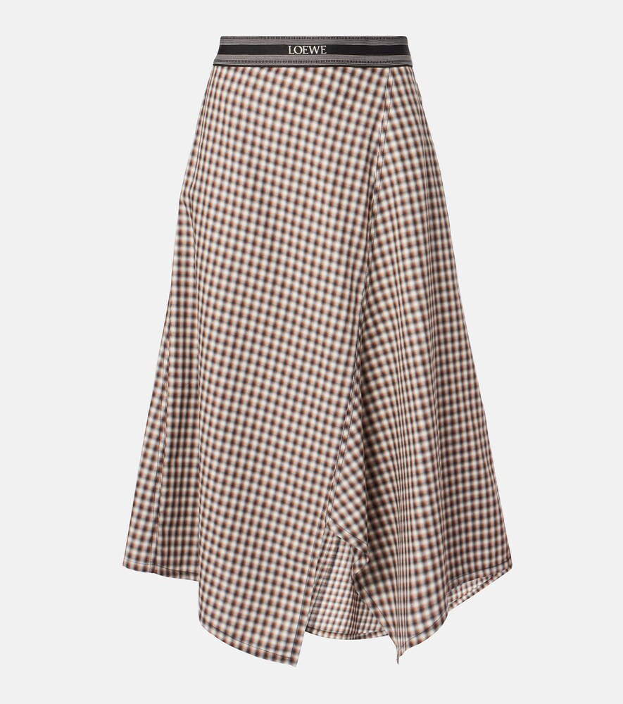 Loewe Asymmetric checked cotton midi skirt | Mytheresa (INTL)