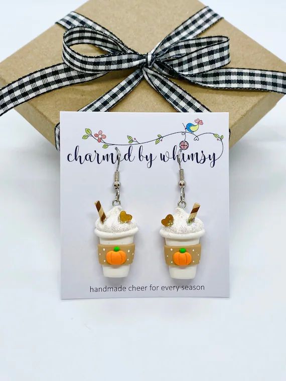 Pumpkin Spice Latte Earrings - Etsy | Etsy (US)
