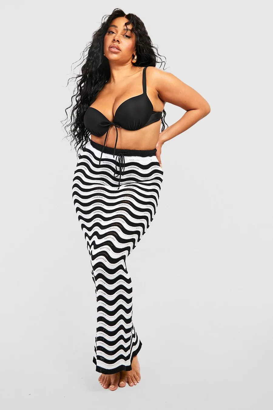 Plus Zigzag Crochet Midi Skirt | boohoo (US & Canada)