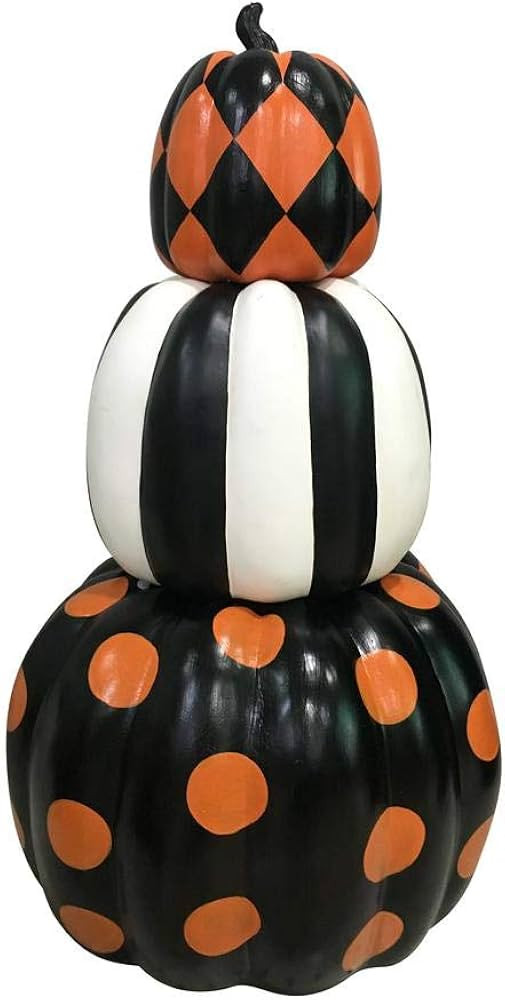 ACCENTHOME 26.5 Inch Hand-Painted Halloween Stacked Pumpkins | Amazon (US)