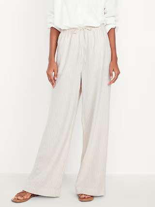 High-Waisted Linen-Blend Super Wide-Leg Pants | Old Navy (US)