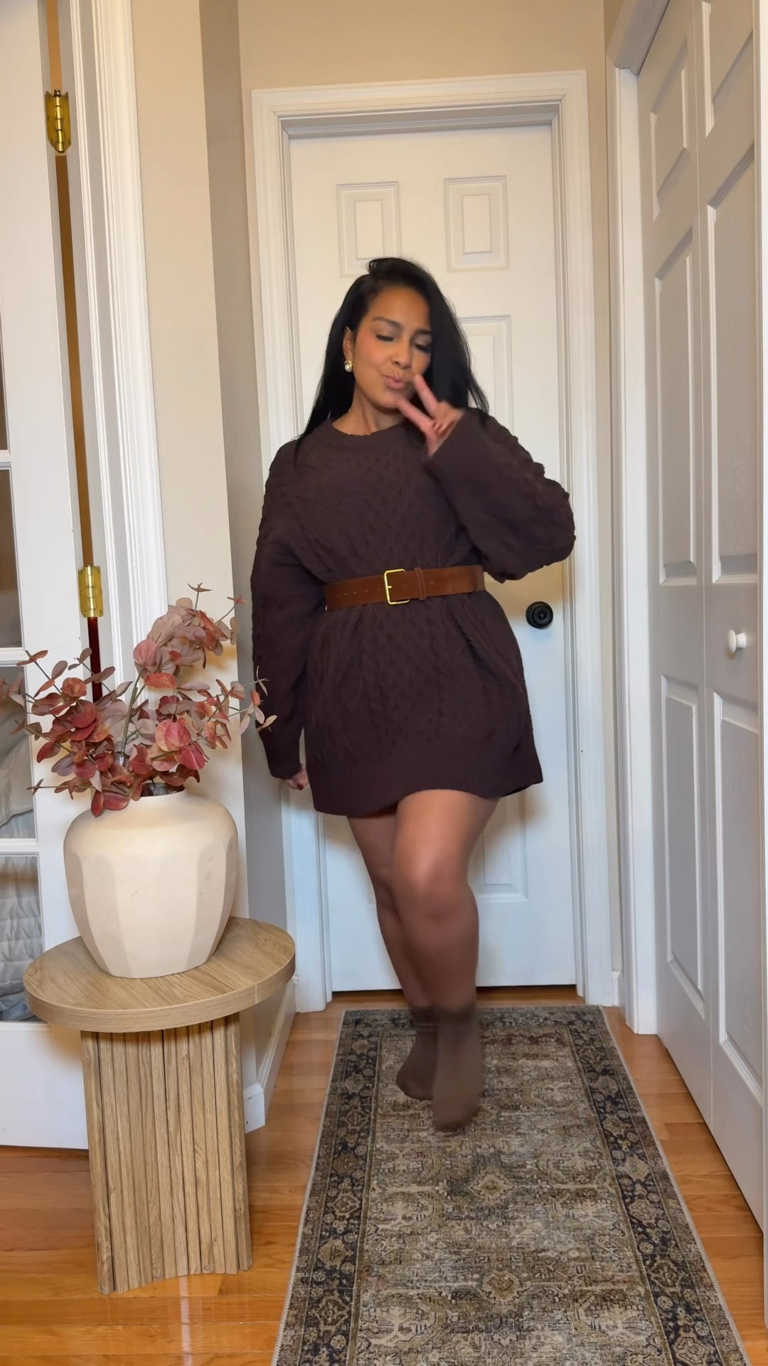 The goal: cute enough for family pics, comfy enough for seconds 😌🦃🤎I’m just here to look cute and eat pie 🤎✨