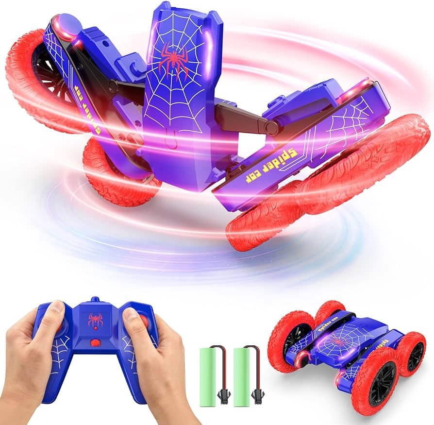 DEERC Spider Remote Control Car - Double Sided Mini RC Stunt Car, 360°Rotating 4WD Off-Road RC C... | Amazon (US)