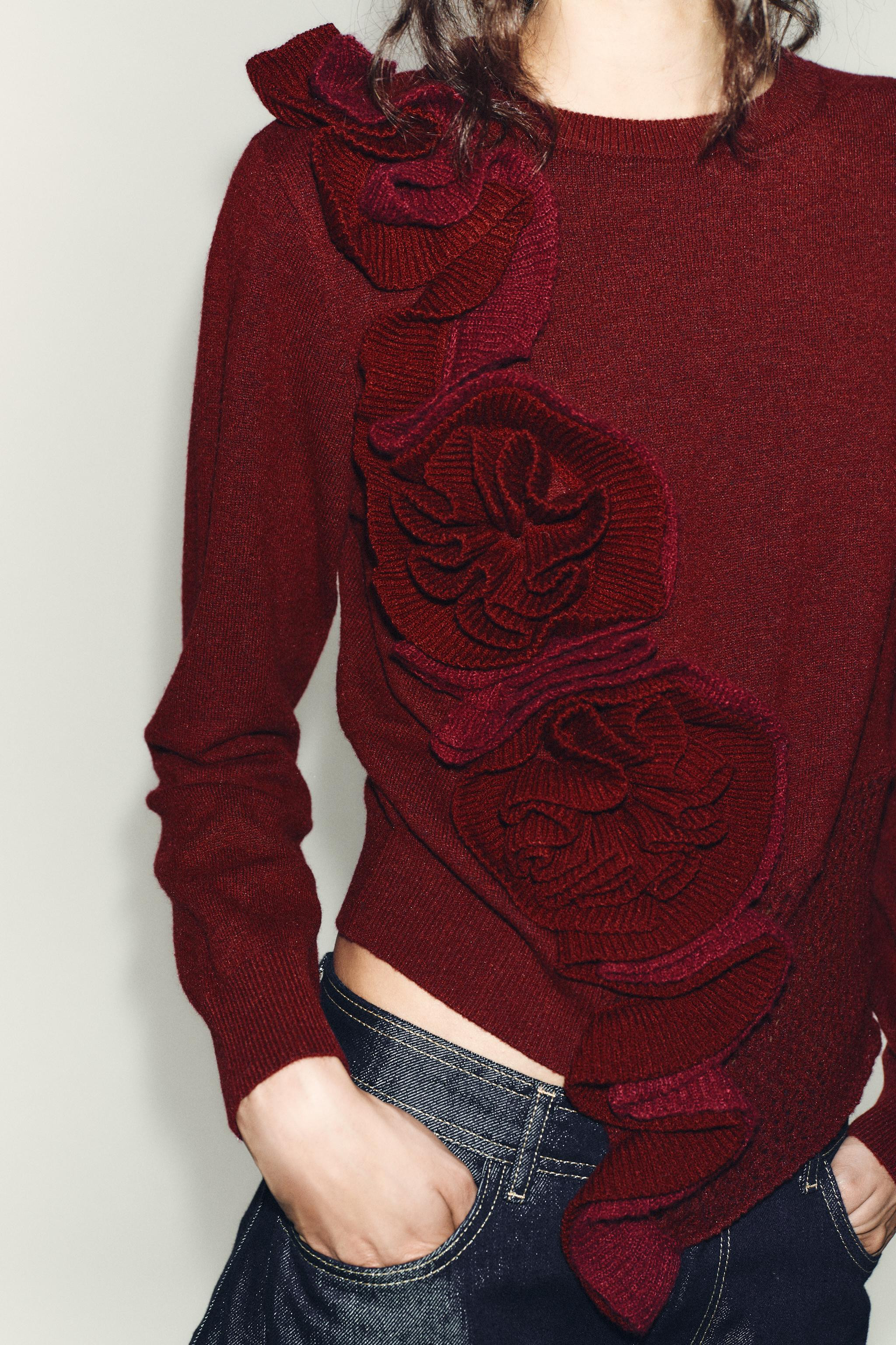 FLORAL TEXTURED KNIT JUMPER | Zara US