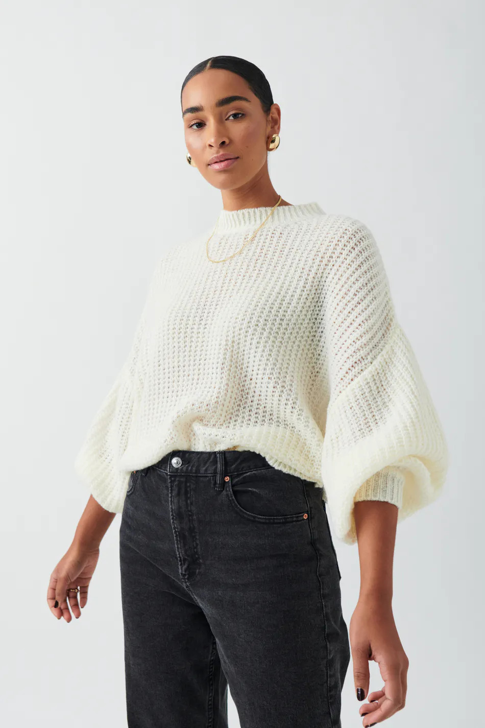 Chunky knitted sweater - Beige - Dame - Gina Tricot | Gina Tricot SE