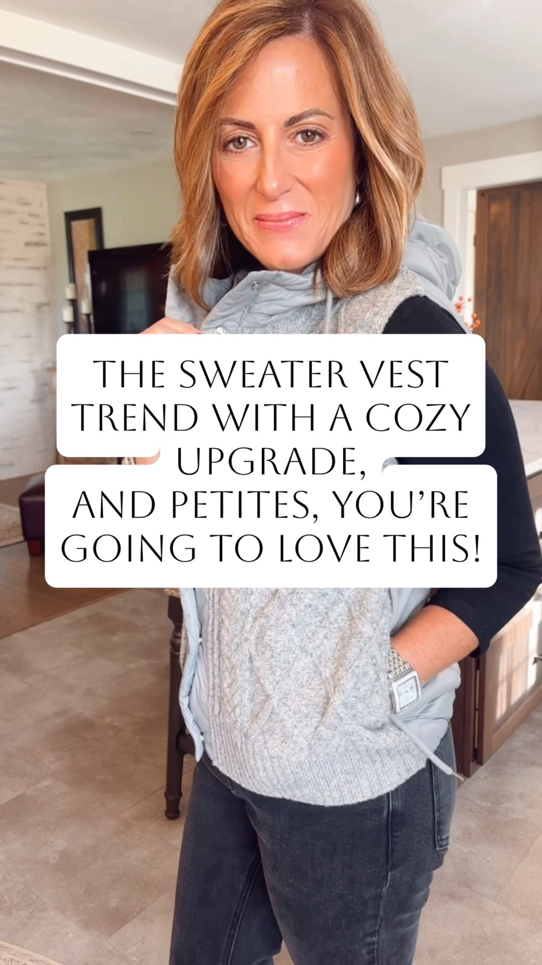 Fall layering just got easier! 🍂🤎

This sweater vest + quilted vest combo gives you that cozy, put-together layered look without adding a ton of bulk and I love the shorter length for my petite, short-waisted girls!

✨ Perfect with jeans, leggings or straight-leg pants
✨ Lightweight enough for easy layering
✨ The hood adds a casual, cute touch
✨ An easy way to make a basic outfit look styled