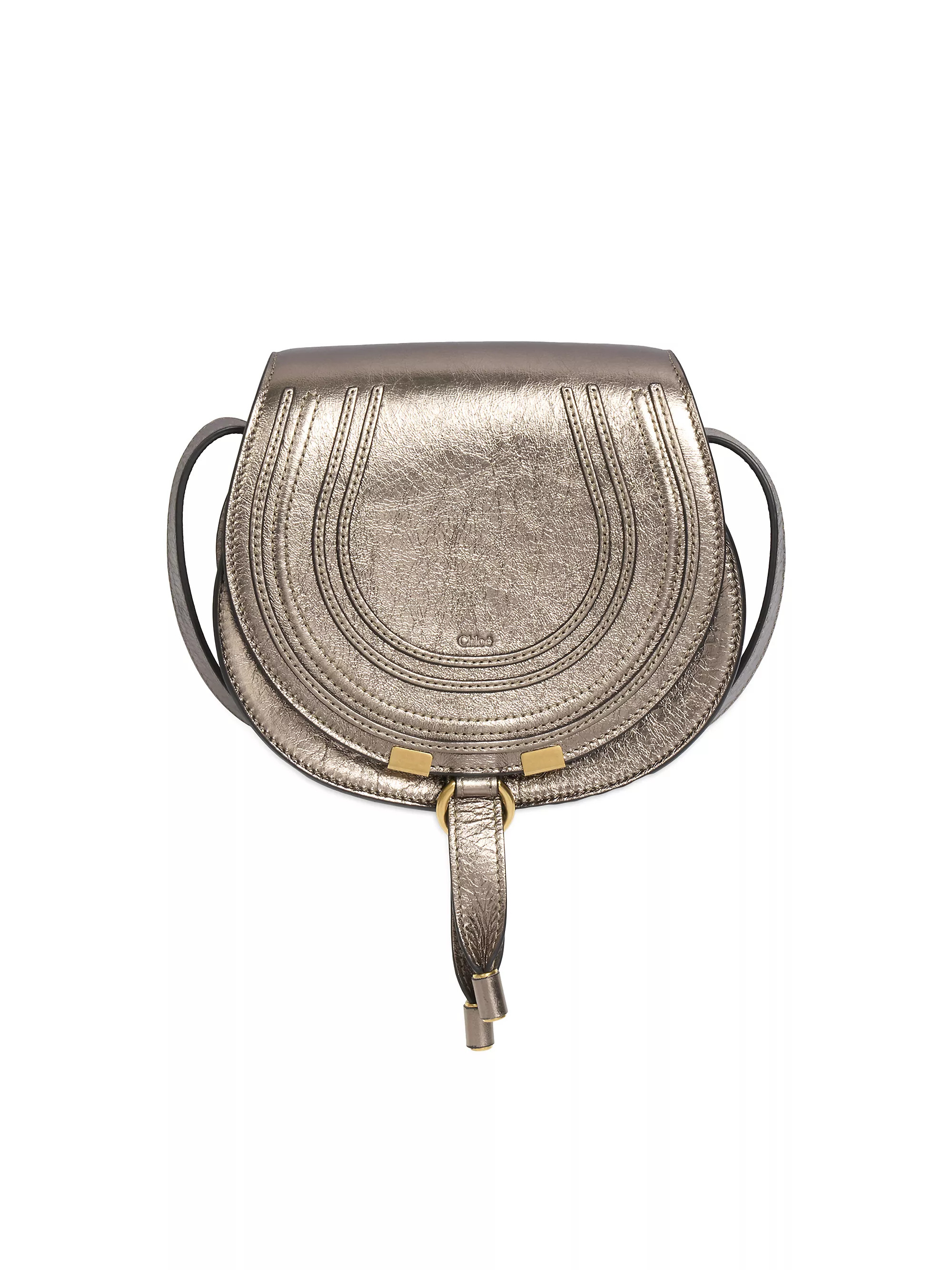 Chloé Mini Marcie Metallic Leather Saddle Bag | Saks Fifth Avenue | Saks Fifth Avenue