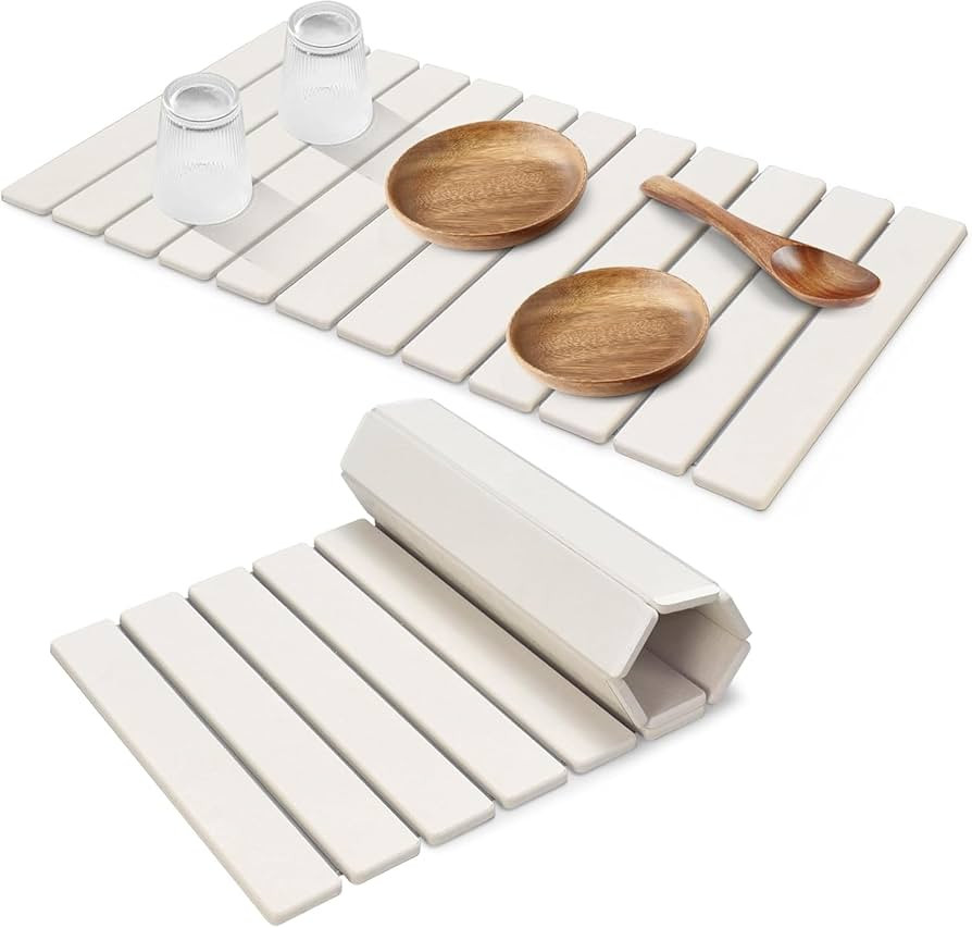 Extral Large Stone Dish Drying Mats for Kitchen Counter, 28"(L)×16"(W) Quick Dry Dish Drying Mat... | Amazon (US)