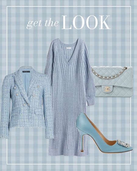 Blues for fall! Fall outfits. Sweater dresses and blazers. Worn outfits. 

#LTKSeasonal #LTKworkwear #LTKstyletip