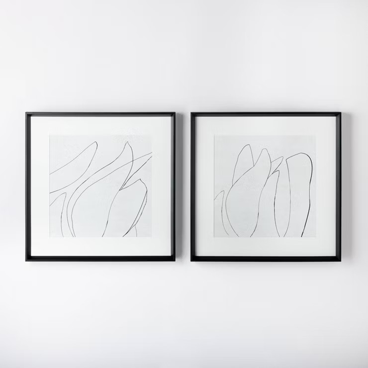(Set of 2) 24" x 24" Sketch Art Print Black/White - Threshold™ designed with Studio McGee | Target