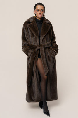 Brown Uptown Faux Fur Coat | JLUXLABEL US