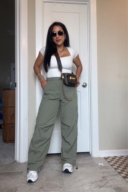 $14 cargo pants and favorite basic tops. Pants small, top small 

Walmart fashion, cargo pants, petite style, casual outfit 

#LTKfindsunder50 #LTKstyletip