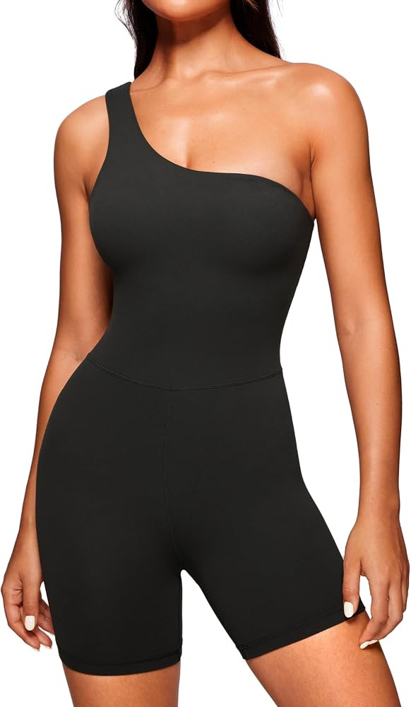 CRZ YOGA Butterluxe One Shoulder Athletic Rompers for Women Removable Padded Shorts Jumpsuit One ... | Amazon (US)