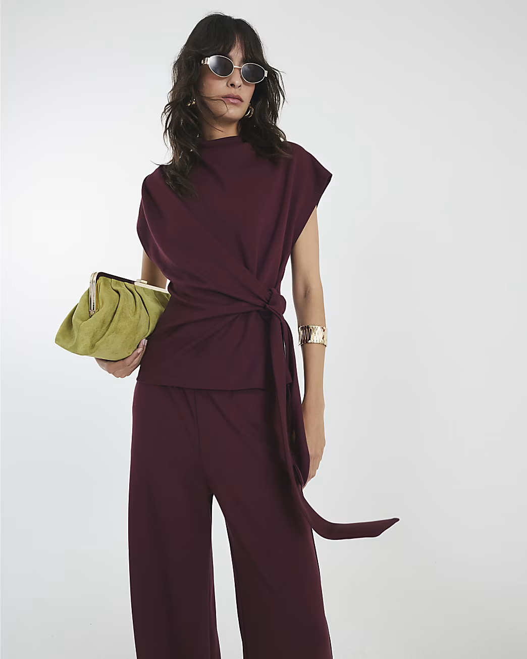 Red Premium Short Sleeve Side Knot T-Shirt | River Island UK & IE