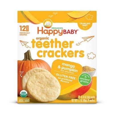 HappyBaby Mango & Pumpkin Organic Teether Crackers - 12ct/1.68oz | Target