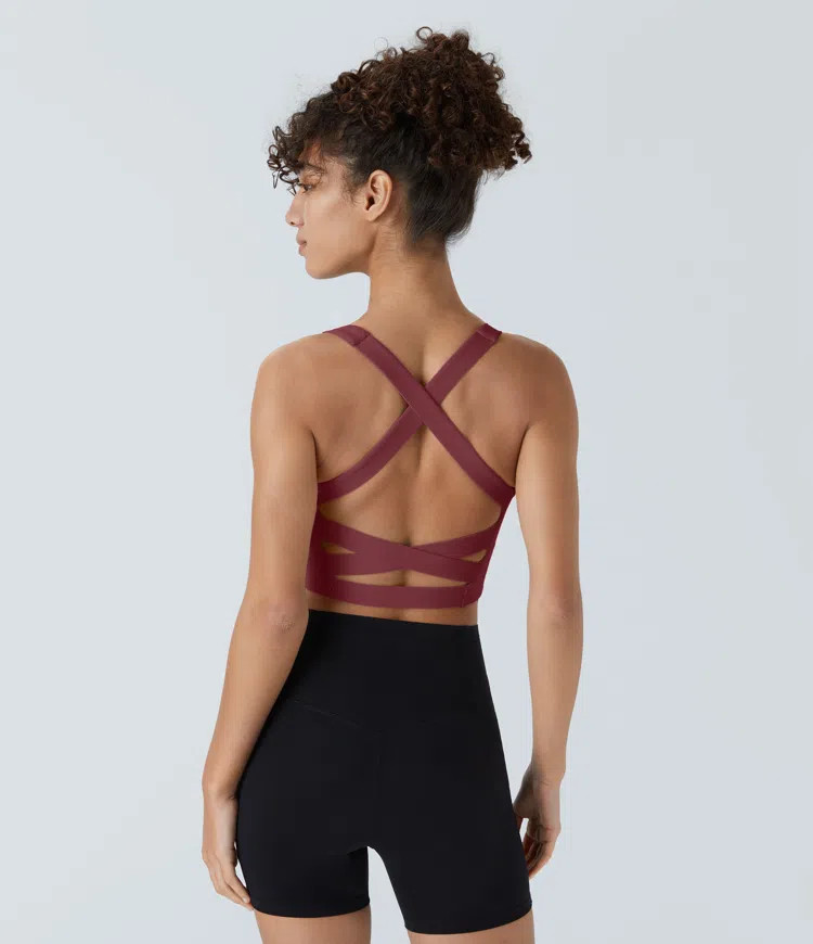 SoftlyZero™ Airy Square Neck Backless Crisscross Cropped Cool Touch Yoga Tank Top-UPF50+ A-C Cu... | HALARA