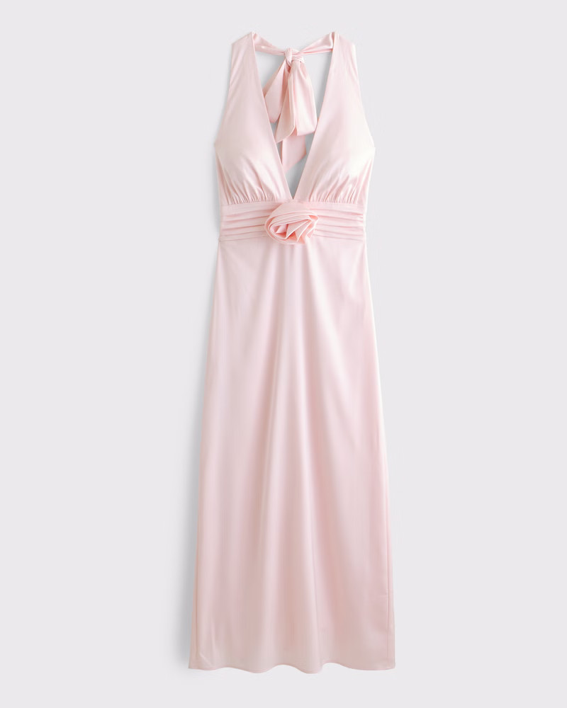 Rosette Halter Midi Dress | Abercrombie & Fitch (US)