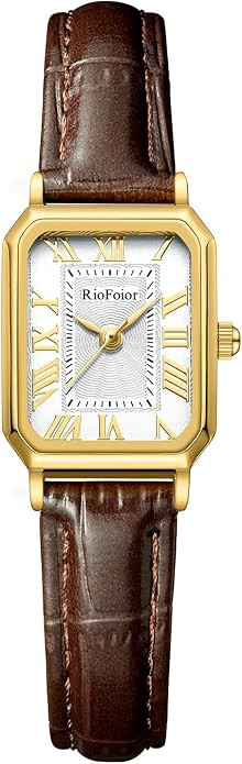 Vintage Gold Watches for Women-Small Rectangular Case Roman Dial,Comfortable Leather Strap,Water ... | Amazon (US)