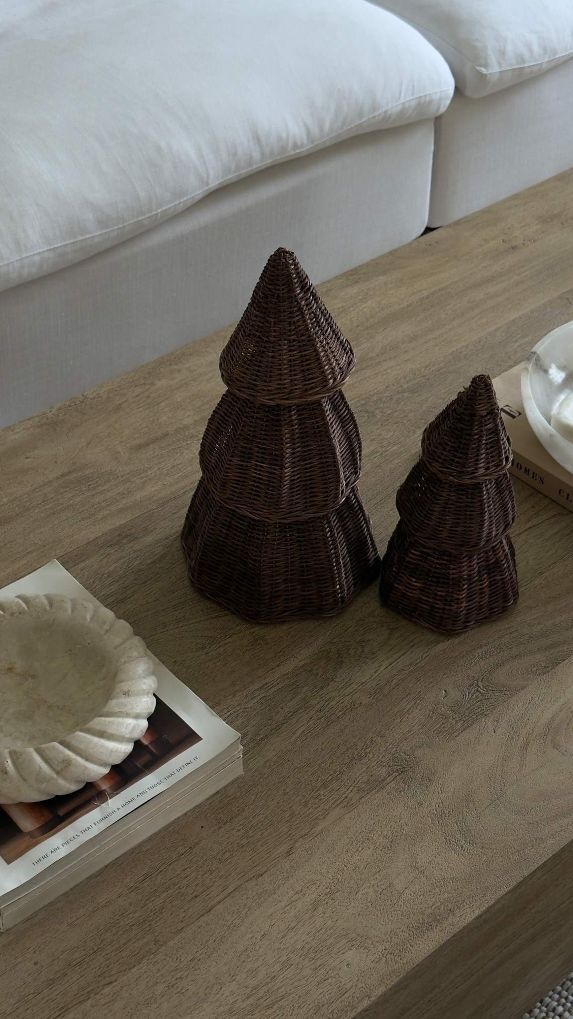 Rattan Christmas trees decor dark brown. Size large & small in the photo 