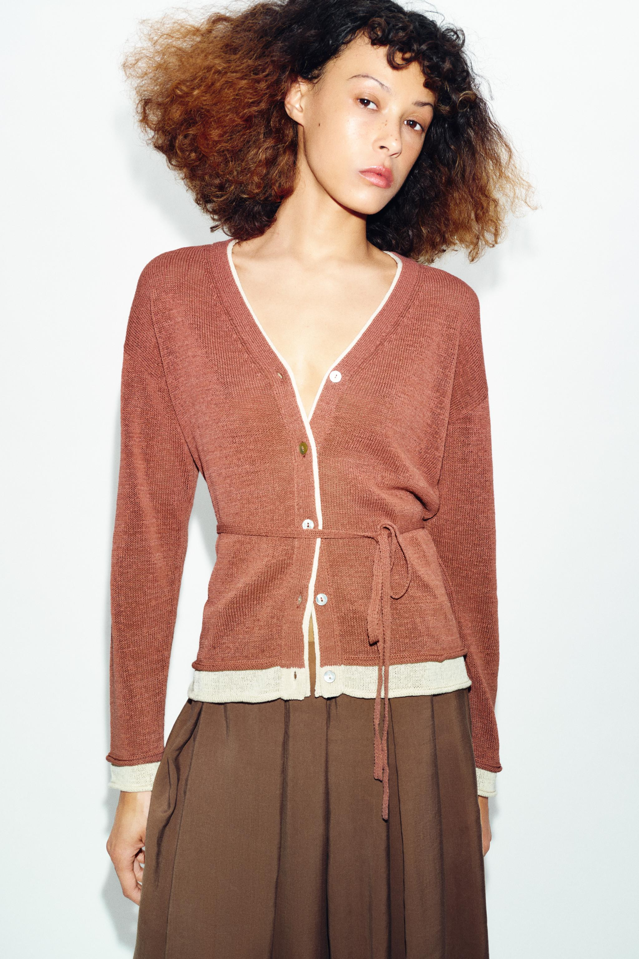 COMBINATION KNIT JACKET WITH BELT | Zara US
