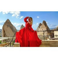 Red Evening Dress Floor Length Long Train Photoshoot Flying Satin | Etsy (US)