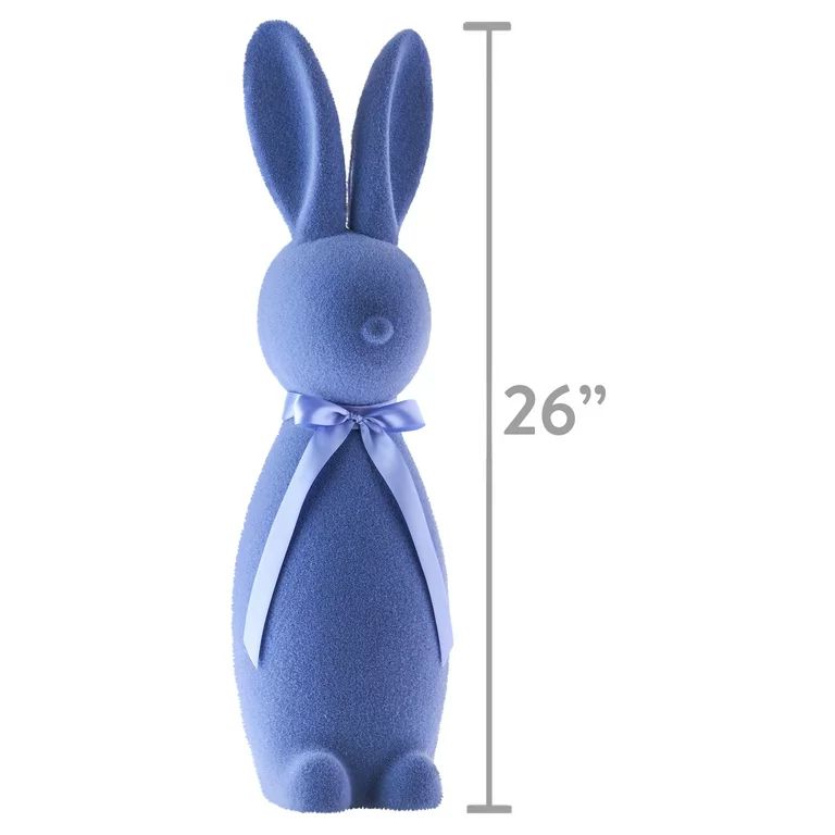 Way to Celebrate Easter Flocked Bunny Decor, Periwinkle Blue, 27" | Walmart (US)