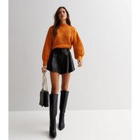 Cameo Rose Black Leather-Look Flippy Shorts New Look | New Look (UK)