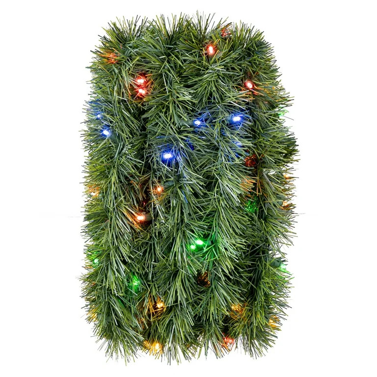 Pre-Lit Soft Artificial Christmas Garland, Multicolor LED Lights, 25 ft, by Holiday Time | Walmart (US)